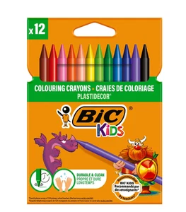 BIC Plastidecor Crayons 12 Pack - Non-Toxic, Clean & Durable - Picture 1 of 1