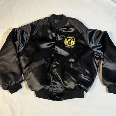 Винтажная атласная куртка Union CWA с вышивкой большая местная Syracuse 1123 - Изображение 1 из 4