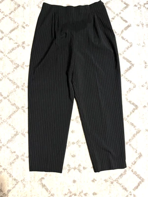 Women's Briggs Petite Size 12P Black Dress Pants with Pinstripes Side Zipper - Image 1 of 4