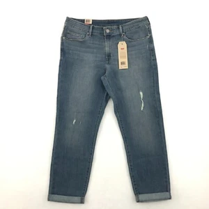 Levi's Crop Jeans Womens 31 Skinny Mid Rise MEASURES 33x25 Blue Distressed - Picture 1 of 17