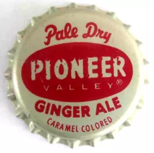 PIONEER VALLEY GINGER ALE, Tapa de Botella CORONA de Soda Forrada de Corcho, Massachusetts Años 60 - Imagen 1 de 3