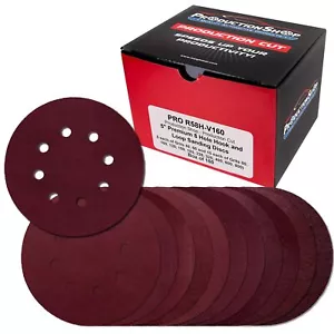 160 Pack 5 inch Sanding Discs 8-Hole Red Variety Pack Grit, Hook ,Loop Sandpaper - Picture 1 of 6