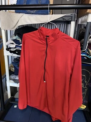 Camiseta de Ciclismo Nike De Colección Para Hombres Mediana Roja 1/2 Cremallera Sólida Pullover Bolsillo Trasero Foto 1 de 4