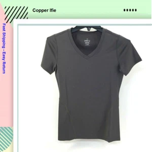 Copper Life Women's Core Compression VNeck Tee Shirt, Slate Grey, Sz Sm - Picture 1 of 4