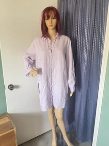 J Jill Tunic L Lavender 100% Linen Long Sleeve Minimalist Side Vents Oversized - Picture 1 of 7