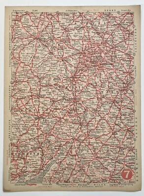 1950s Wonderful Britain map, Places to visit, Worchester, 26x20cm **[26759] - Изображение 1 из 2