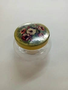 Vintage 1940's Glass Jar With Floral Metal Lid By Goodman Bros - Picture 1 of 9