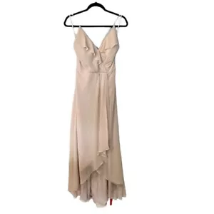 Jenny Packham Damen Rüschen V-Ausschnitt Träger Hi/Lo Chiffon Maxikleid Größe 6 Neu mit Etikett - Bild 1 von 9