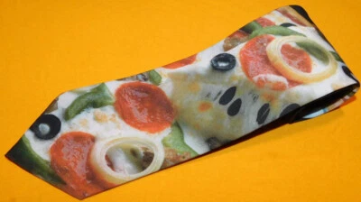 RALPH MARLIN 美国制造黑色/红色/绿色比萨摩托车聚合物领带-领带。 — 第 1/3 张图片