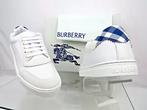 NEU IM KARTON BURBERRY ROBIN WEISS BLAU KARIERT LEDER NIEDRIG LOGO SNEAKER US 11,5 44,5 IT - Bild 1 von 13