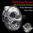 2020 Egg Shape Fully Restraint Male Chastity CageDevices Thorn Ring Lock