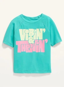 Old Navy Toddler Unisex Graphic Short-Sleeve Rashguard Swim Top Size 2T 3T 4T 5T - Picture 1 of 2