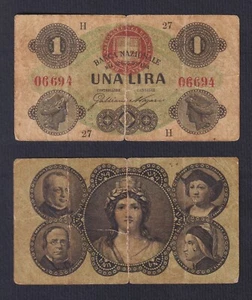 Banconota Italia 1 lira Banca Nazionale Nel Regno 1873 P.-S731 MB/F - Imagen 1 de 1