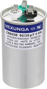 70/10 Uf 70+10 MFD 370VAC or 440VAC Dual Run Start round A/C Capacitor - Picture 1 of 1
