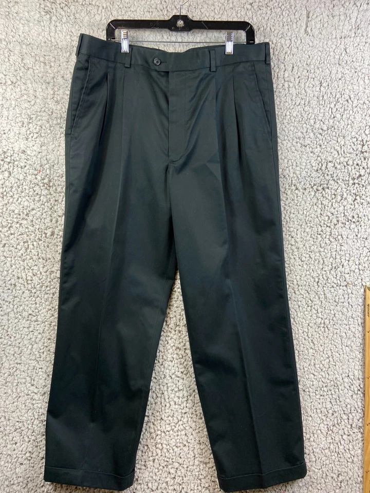 Calça masculina John W. Nordstrom w100% algodão supima preta plissada algemada 38W 30L - Imagem 1 de 4