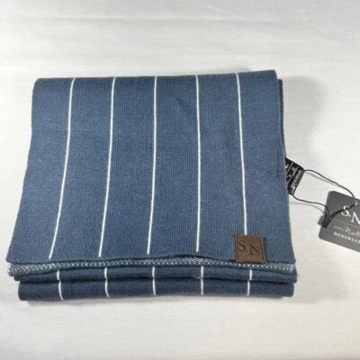 Bufanda Simply Noelle a Rayas Para Hombre Nueva Con Etiquetas Azul Marino/Blanco Moda Foto 1 de 4