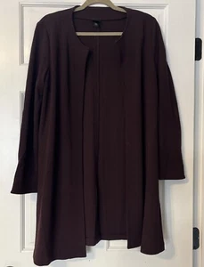 Eileen Fisher Strickjacke Damen klein vorne offen Wollmischung Staubtuch burgunder lila - Bild 1 von 8