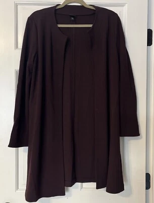 Cárdigan Eileen Fisher para mujer pequeño frente abierto mezcla de lana plumero borgoña púrpura Foto 1 de 4