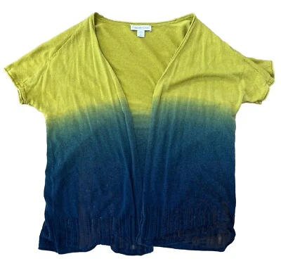 Cárdigan Coldwater Creek Dip Dye Tejido Verde Azul Marino M 10 Algodón Viscosa Chartreuse Foto 1 de 4