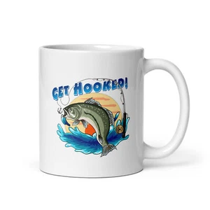 Get Hooked! white glossy mug fish fishin - Picture 1 of 3