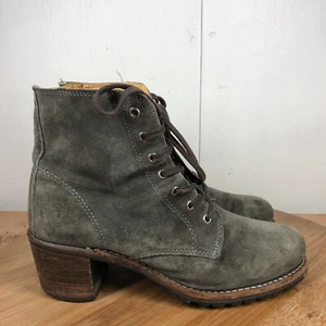 Frye Boots Womens 10 M Sabrina Block Heel Green Gray Suede Block Heel Shoes USA - Picture 1 of 16