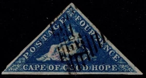 1853 Capo di Buona Speranza 2d Deep Blue 3m Carta Profondamente Bluata SG 2 VGU Cat. £325,00 - Foto 1 di 1