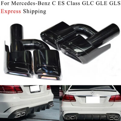 For Mercedes Benz AMG E S CLS Class W212 C63 E63 Rear Exhaust Tips Muffler Pipe - Image 1 of 4