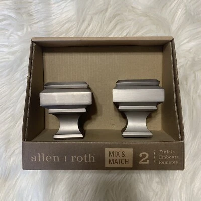 Acabados de varilla de cortina Allen + Roth modelo #0773155-juego de dos cuadrados de peltre cepillado Foto 1 de 4