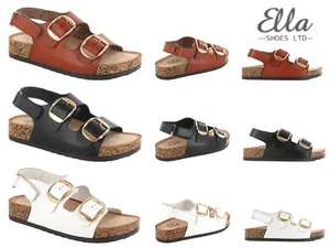 Ella Doppelschnalle Slingback Sommer Urlaub Strand Komfort Fußbett Sandalen - Bild 1 von 19