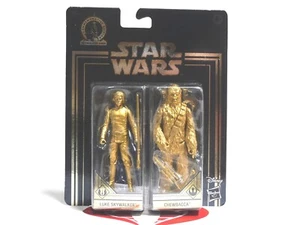 STAR WARS Action Figure COMMEMORATIVE Edition GOLD Luke Skywalker & Cewbacca MOC - Picture 1 of 2