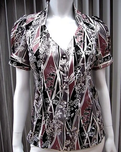 BCBGMAXAZRIA SHORT SLEEVE BUTTON DOWN BLOUSE SIZE XS GRAY PINK 211 - Bild 1 von 7
