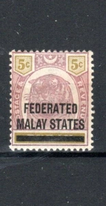 Malaysia - Federated Malay States 5c Perak opt SG 9 MH - Bild 1 von 1