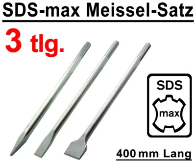 SDS-max Meißel Set 3-tlg. 400 mm Flachmeißel Spitzmeißel Breitmeißel Spatmeißel - Bild 1 von 4