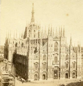 Italy Milan Cathedral Duomo di Milano Old Half Stereo Photo 1860 - Foto 1 di 3