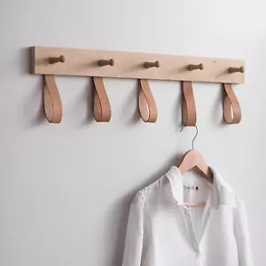 Appendiabiti da parete a 5 PEG in legno per corridoio camera da letto per cappotti gancio UK - Foto 1 di 4