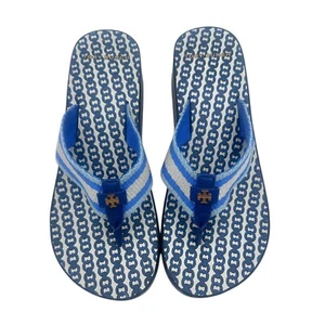 Tory Burch Gemini Link Thong Sandals Wedge Heel Blue Women's 8 - Picture 1 of 8