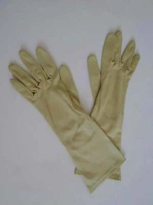 Vintage Beige Half Length Nylon Gloves - 1960s - Picture 1 of 5