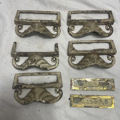 Assembled group of vintage Edwardian era brass drawer hardware - Image 1 of 4