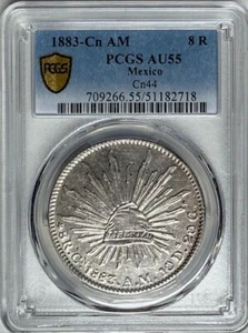 MEXICO - 8 Reales - 1883 Cn. AM - Culiacan - PCGS AU55 - Lustrous BEAUTY! - Picture 1 of 2