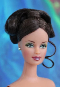 Nude Brunette Teresa Curled Formal Bridal Updo Green Eyes TnT Barbie DBox4 OOAK - Picture 1 of 23