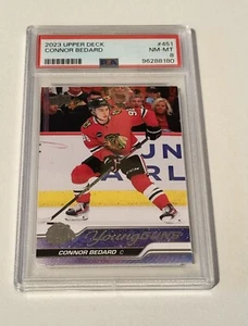 Connor Bedard Blackhawks 2023 Upper Deck Young Guns #451 Rookie Card PSA 8 - Picture 1 of 2