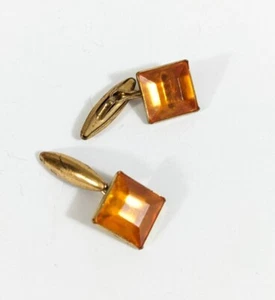 Bracciale quadrato vintage arancione ambra strass retrò vecchio - Foto 1 di 5