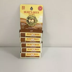 Lot of 5 Burt's Bees Lip Balm SPF30 "Coco Loco" Mineral Sunscreen Lip Balm - Picture 1 of 5