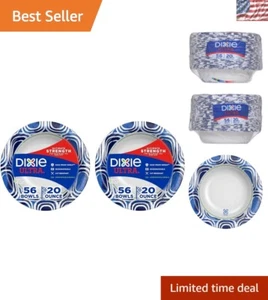 Kompostierbare Papierschalen, Indigo/Weiß, 56 Stück - Starkes 20 Unzen Design (2 Packungen) - Bild 1 von 13