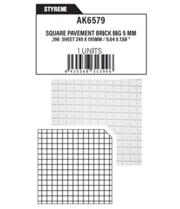 Styrene Textured Sheet - Square Pavement Brick Big 5mm/.196 (245mm x 195mm) - Bild 1 von 1