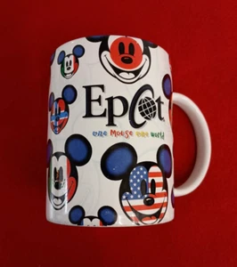 Disney Epcot One Mouse One World Ceramic Coffee Mug Cup 18 oz Mickey Head Flags - Picture 1 of 8