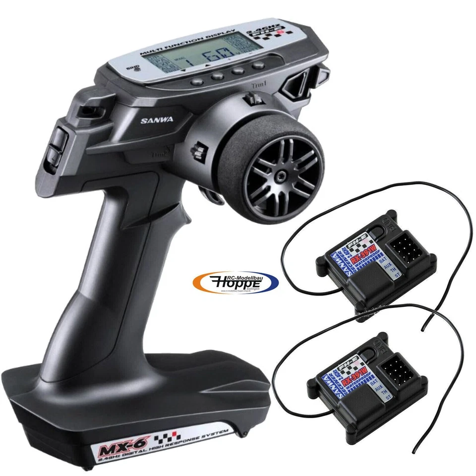 Sanwa # 101A32571B MX-6 DRY 3Kanal 2,4GHz FH-E mit 2 Stück RX-391W Empfänger - Bild 1 von 1