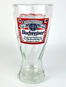 Vaso de cerveza Budweiser Logo Pilsner Swirl Pint ~ Vidrio Indiana Nuevo con pegatina - Imagen 1 de 10