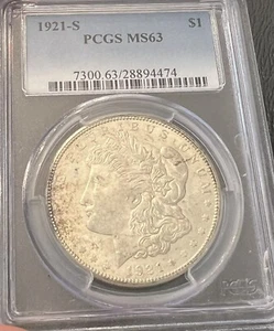 1921-S $1 Morgan Dollar PCGS MS63 - Picture 1 of 4