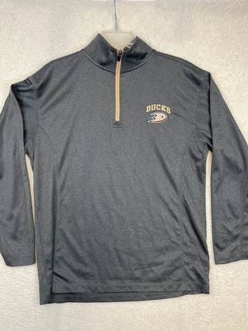 Anaheim Ducks Quarter Zip Pullover Mens Medium Black Gray NHL Official Cover